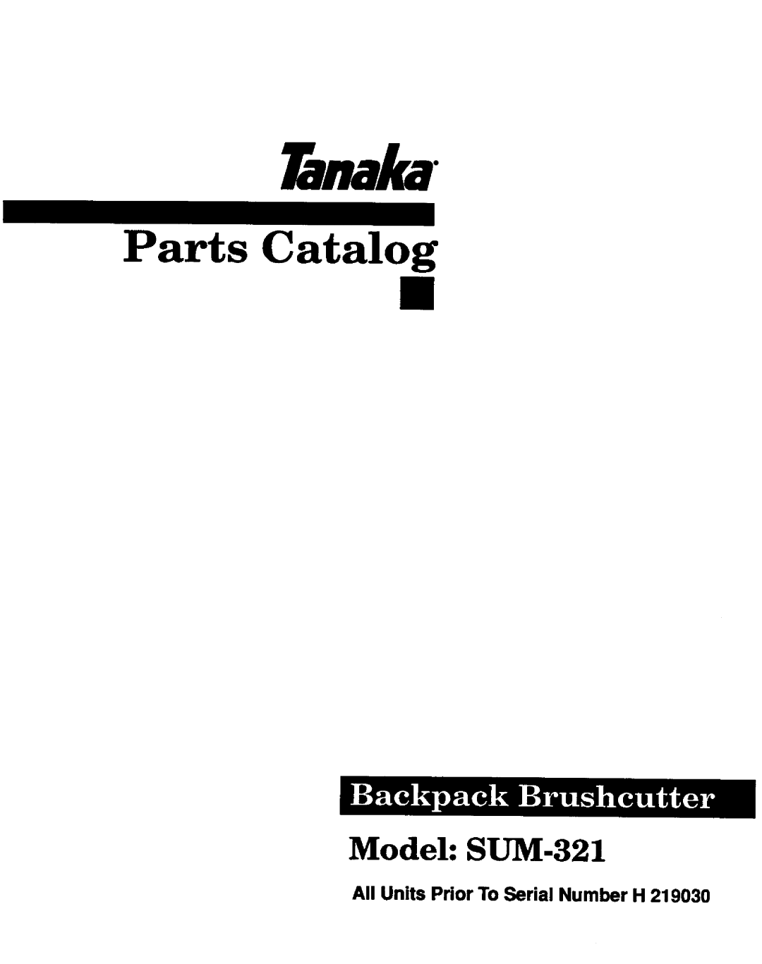 Tanaka SUM-321 manual 