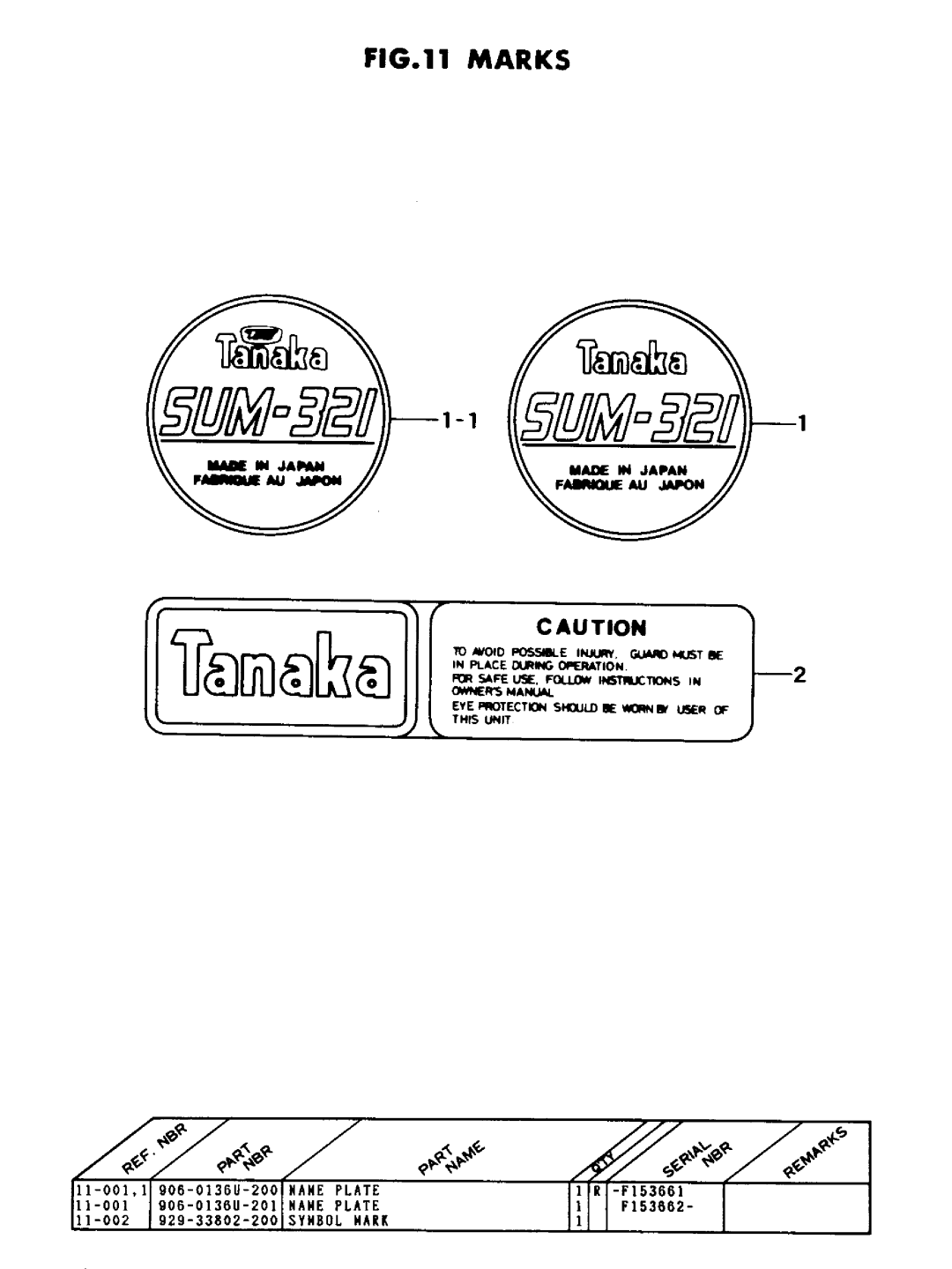 Tanaka SUM-321 manual 