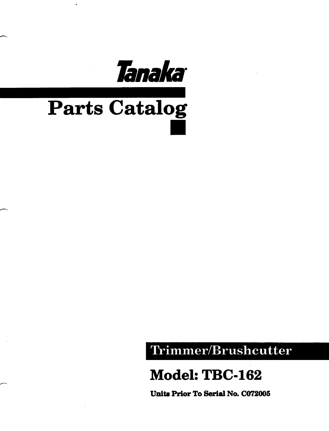 Tanaka TBC-162 manual 