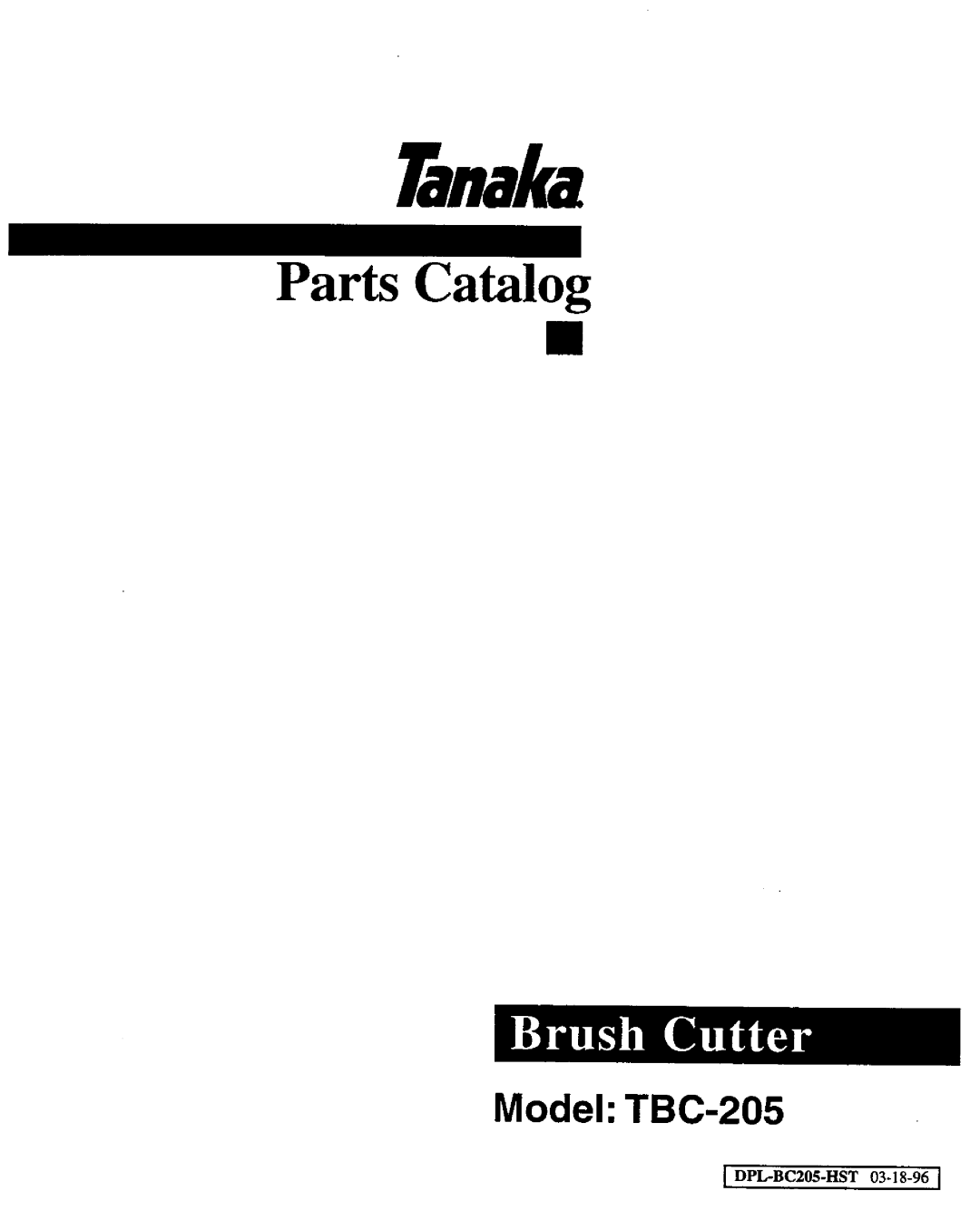 Tanaka TBC-205 manual 