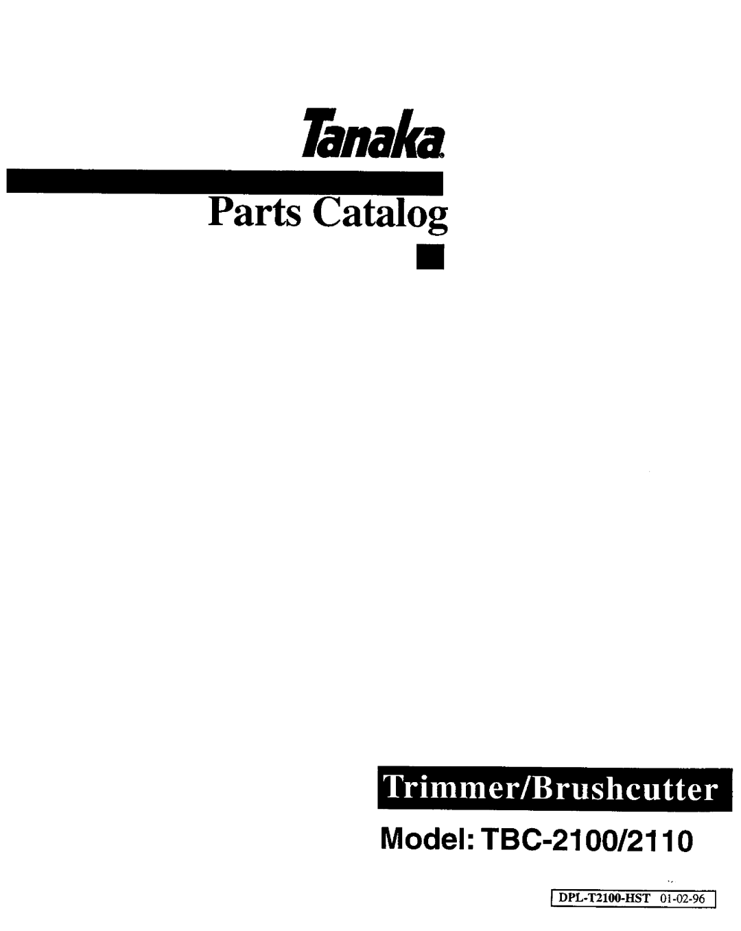 Tanaka TBC-2100, TBC-2110/2100 manual 