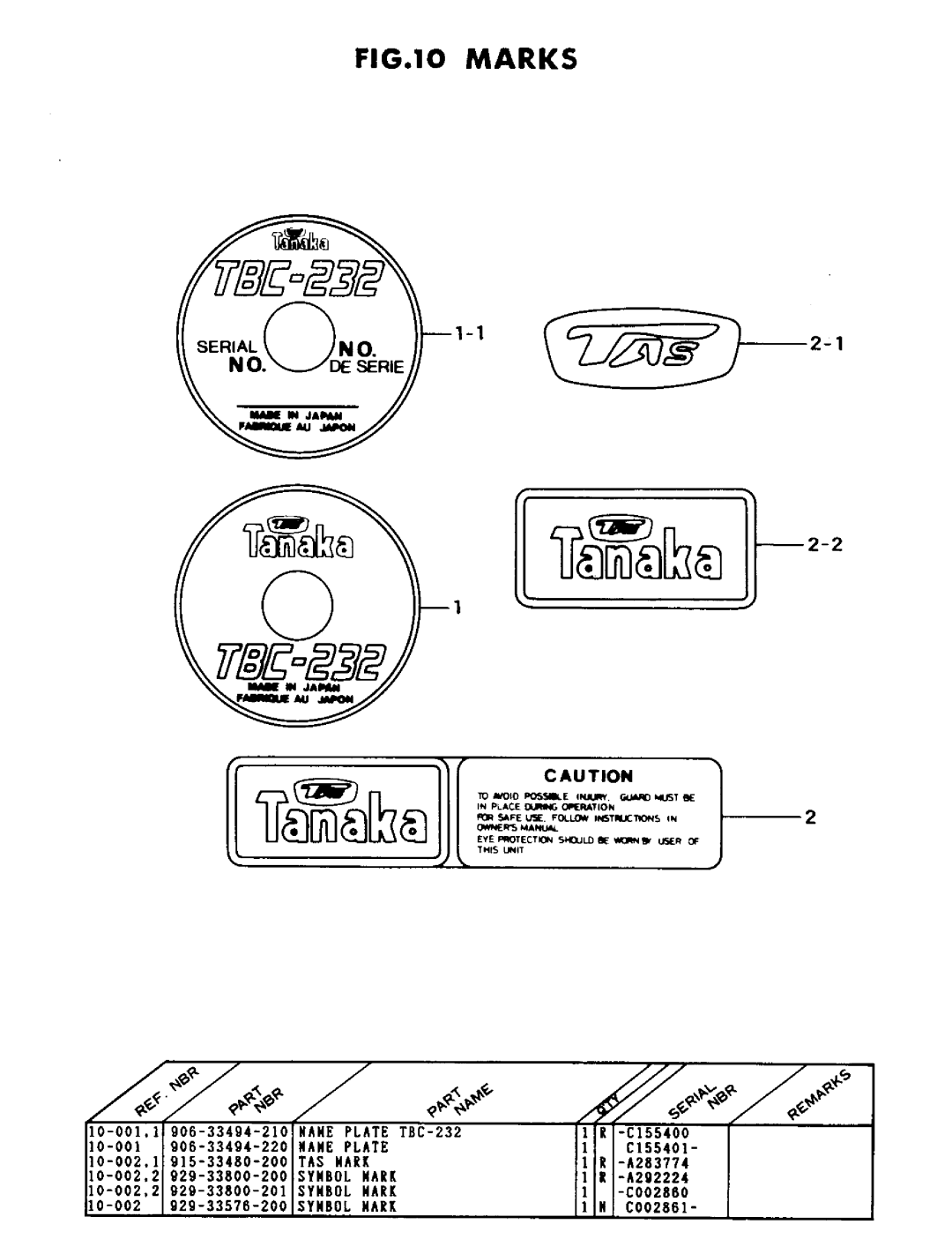 Tanaka TBC-232 manual 