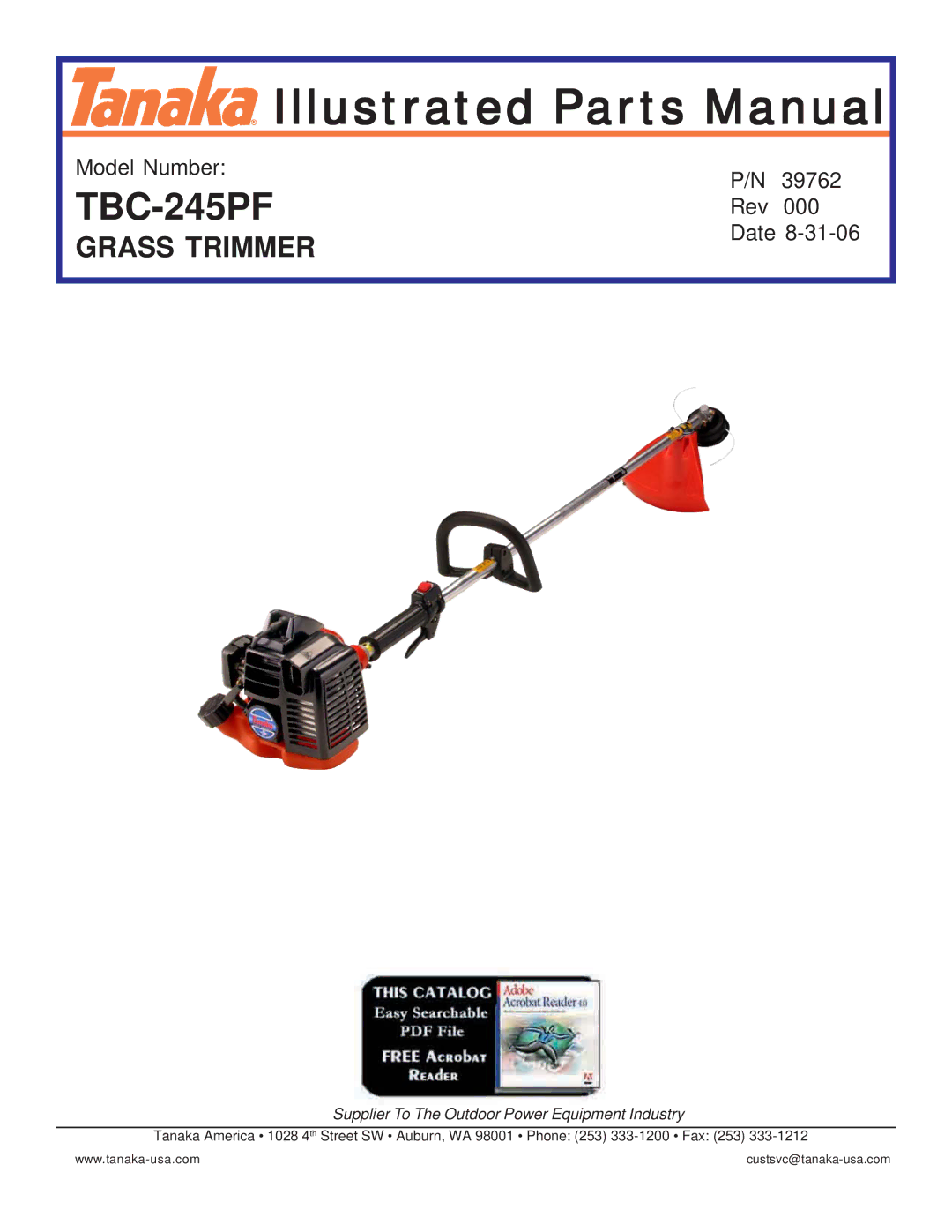 Tanaka TBC-245PF manual Illustrated Parts Manual 