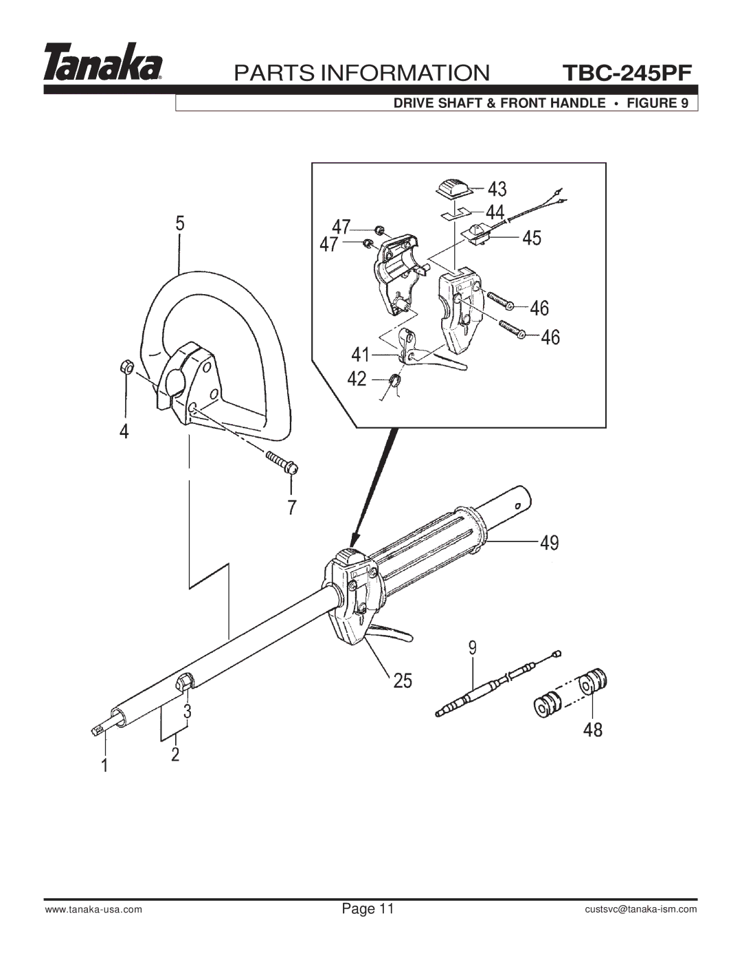 Tanaka TBC-245PF manual Drive Shaft & Front Handle Figure 