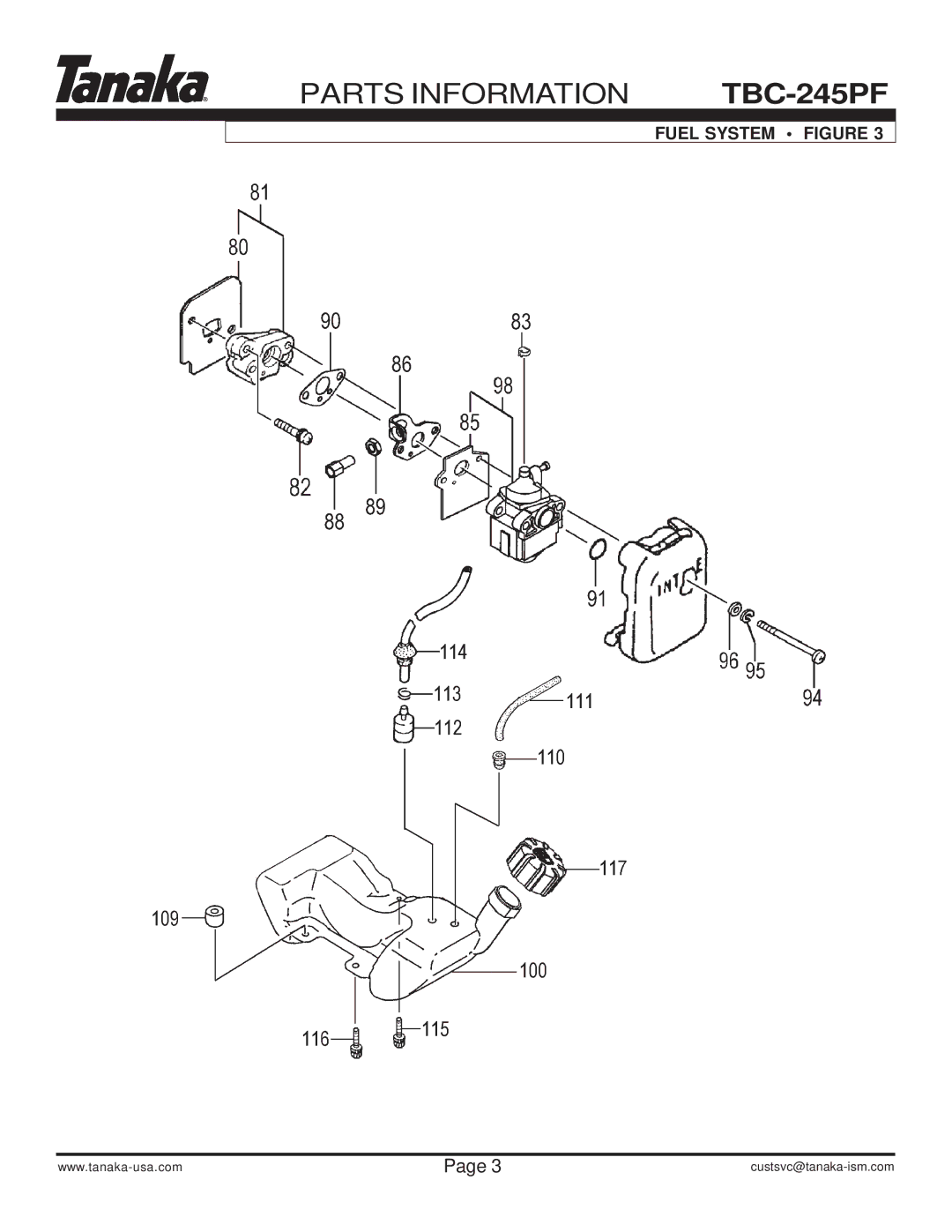 Tanaka TBC-245PF manual Fuel System Figure 