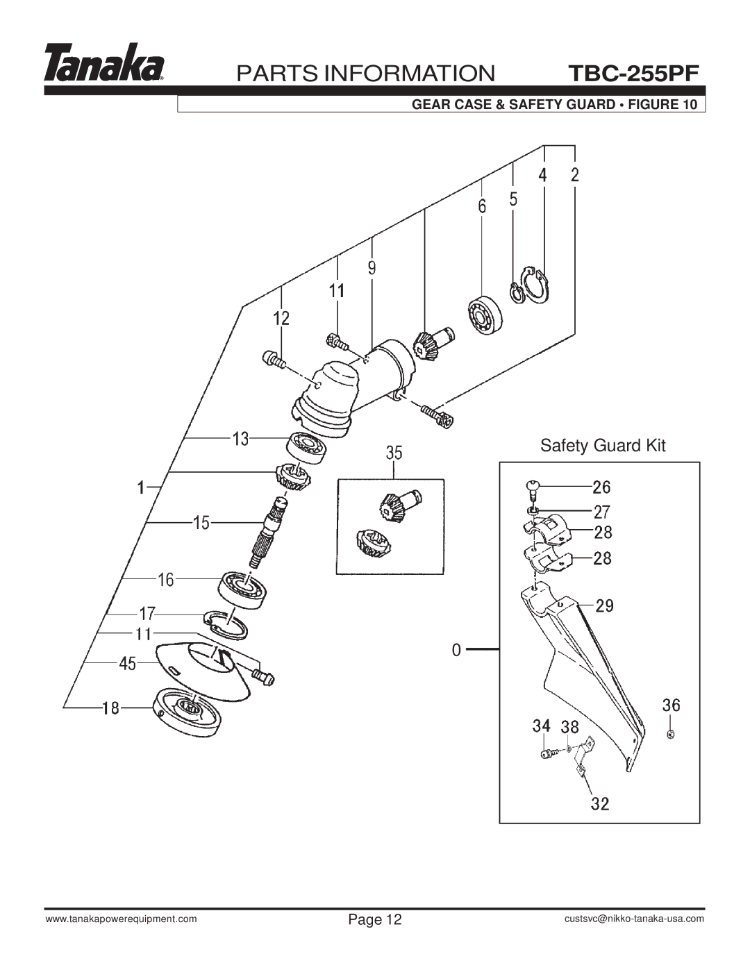 Tanaka TBC-255PF manual Gear Case & Safety Guard Figure 