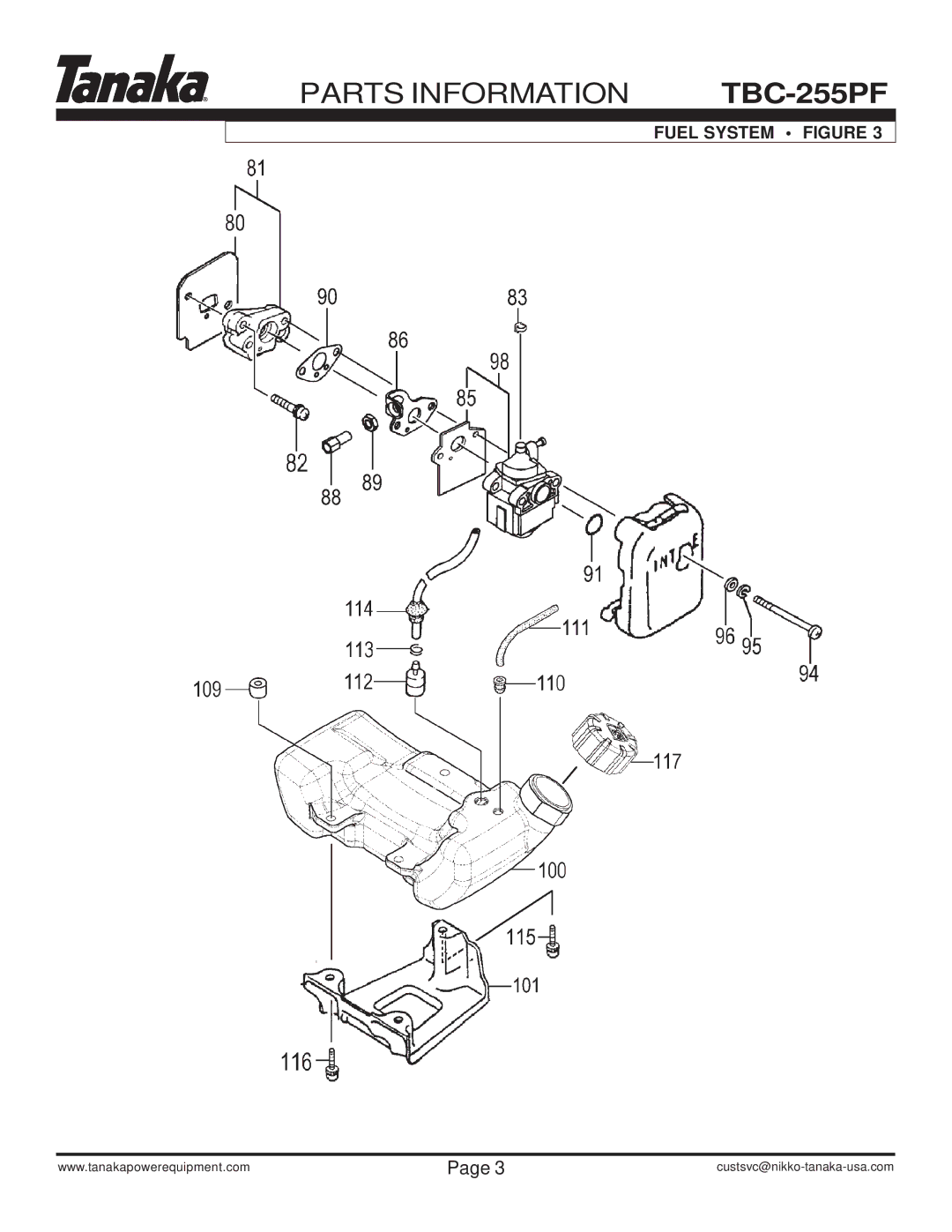 Tanaka TBC-255PF manual Fuel System Figure 