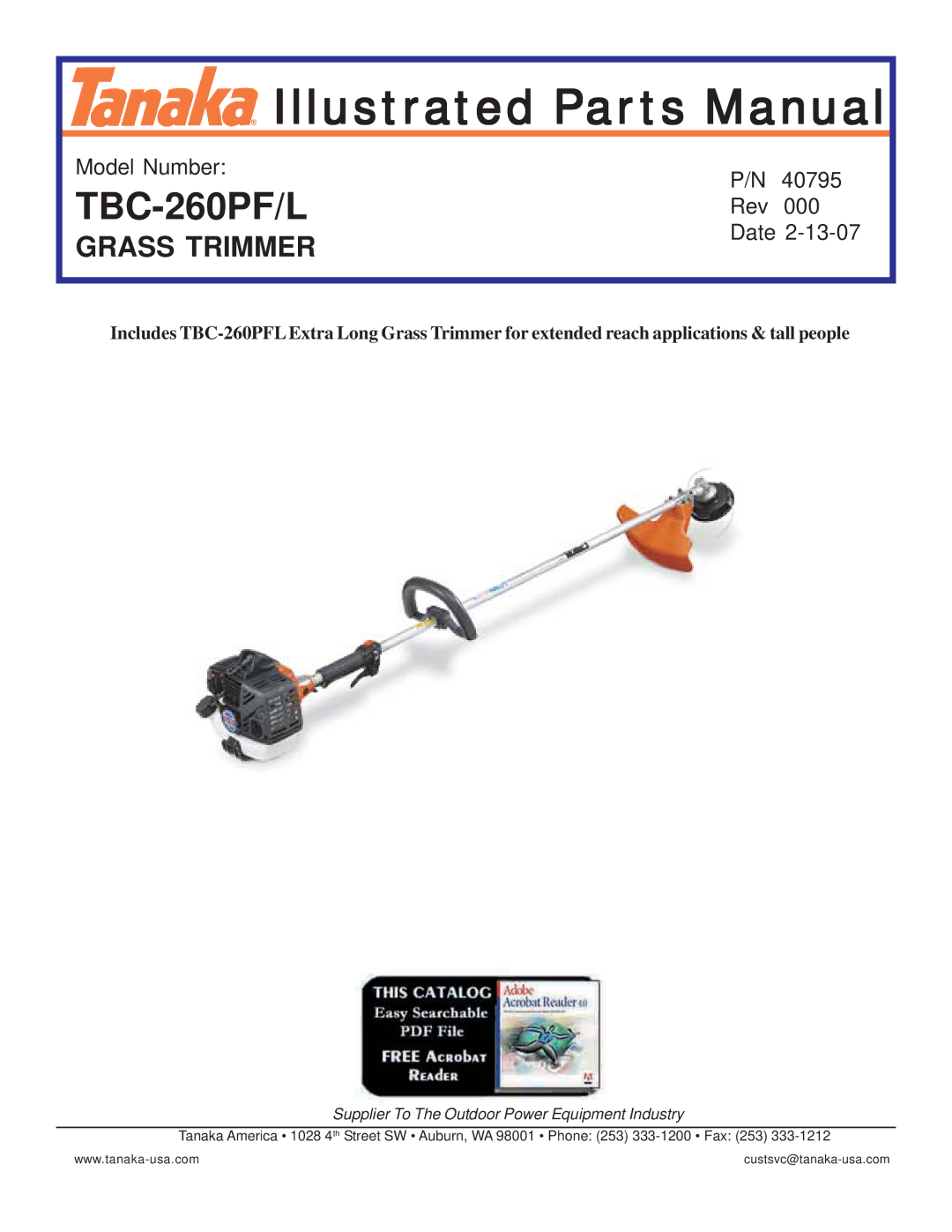 Tanaka TBC-260PF/L manual Illustrated Parts Manual 