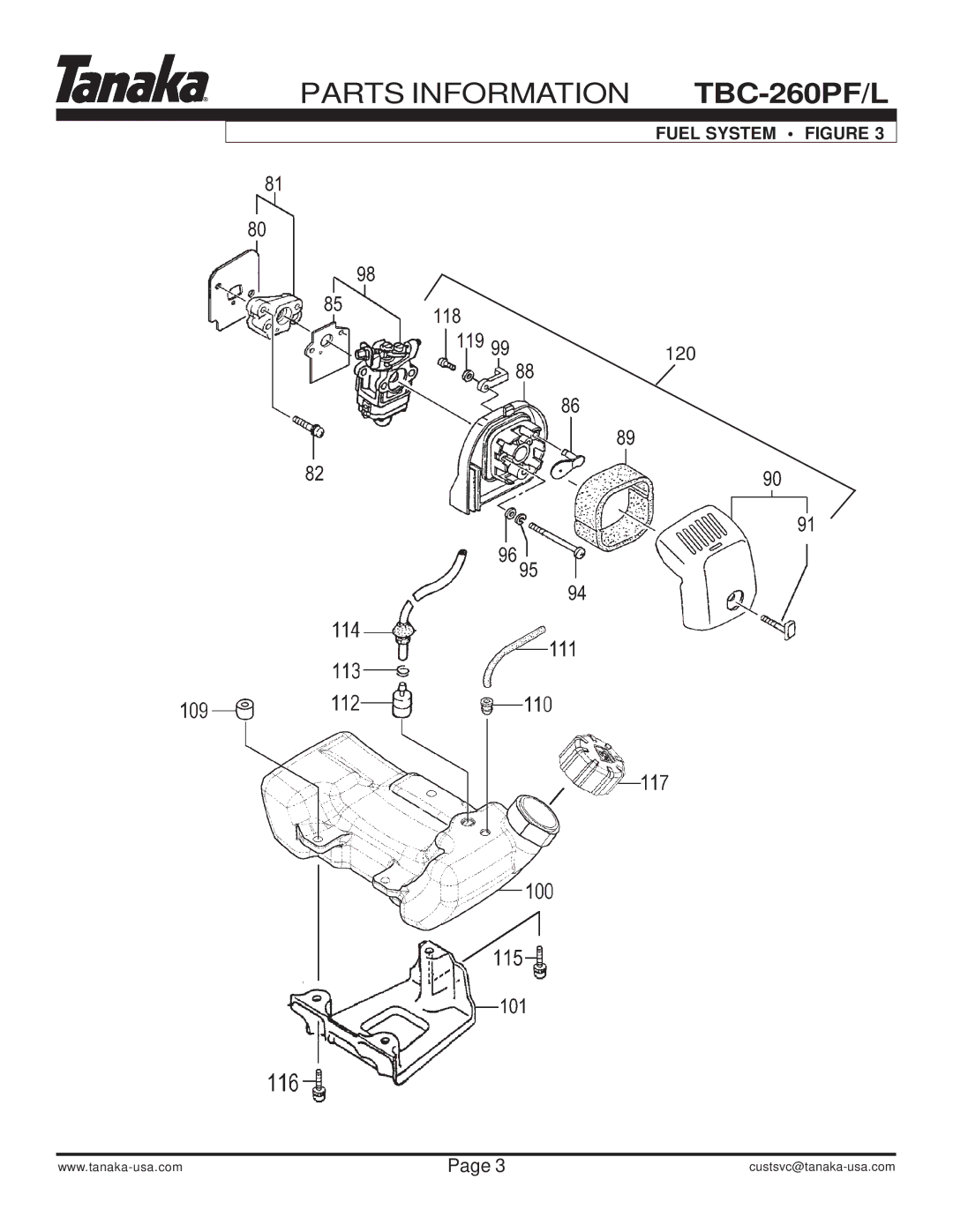 Tanaka TBC-260PF/L manual Fuel System Figure 