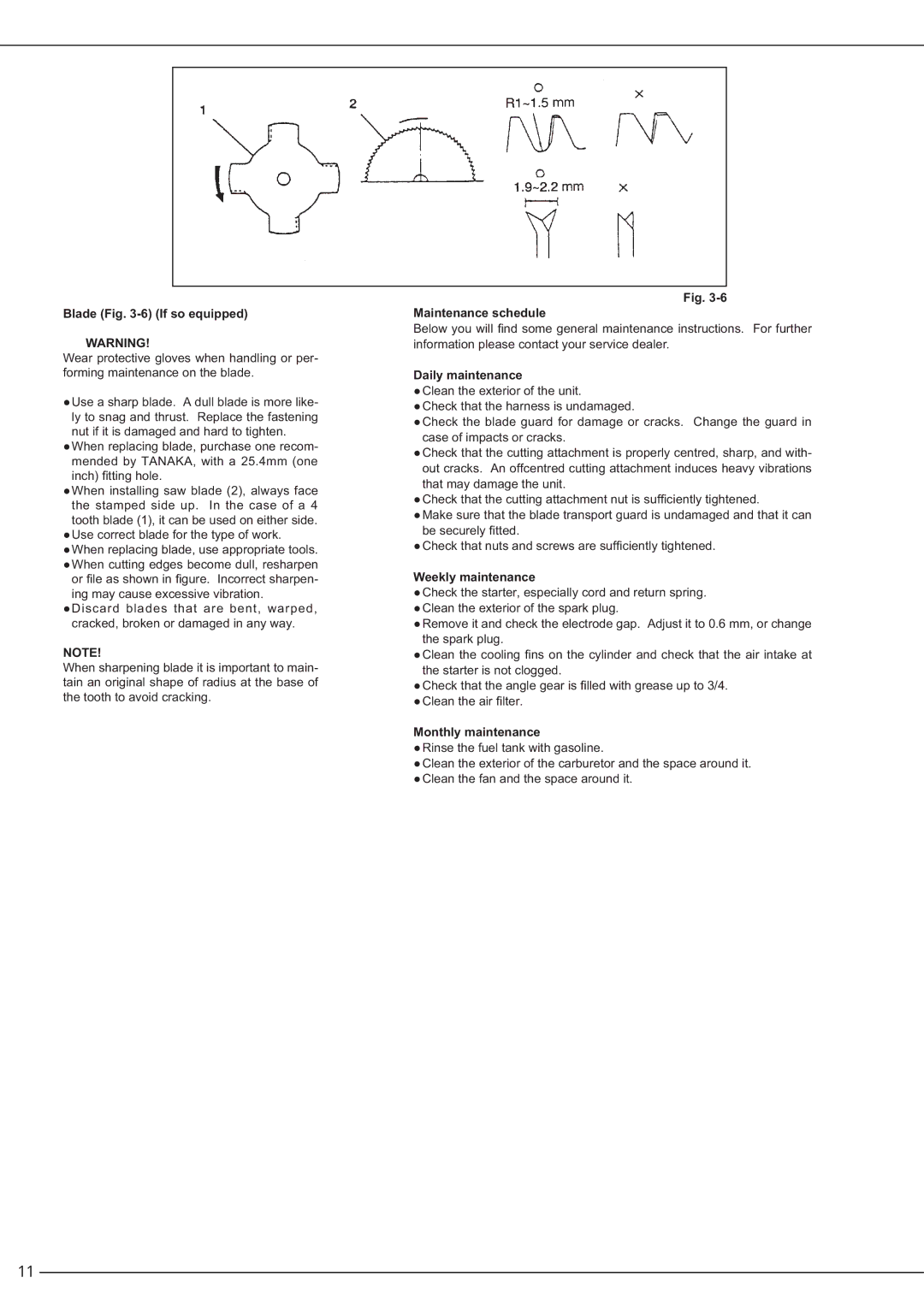 Tanaka TBC-260SF manual OdghLj,IVrHtxlsshg, 0DLQWHQDQFHVFKHGXOH, Dlo\Pdlqwhqdqfh, Hhno\Pdlqwhqdqfh 