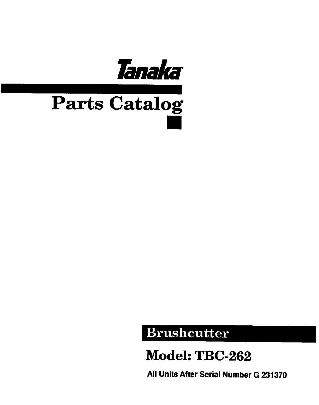 Tanaka TBC-262 manual 