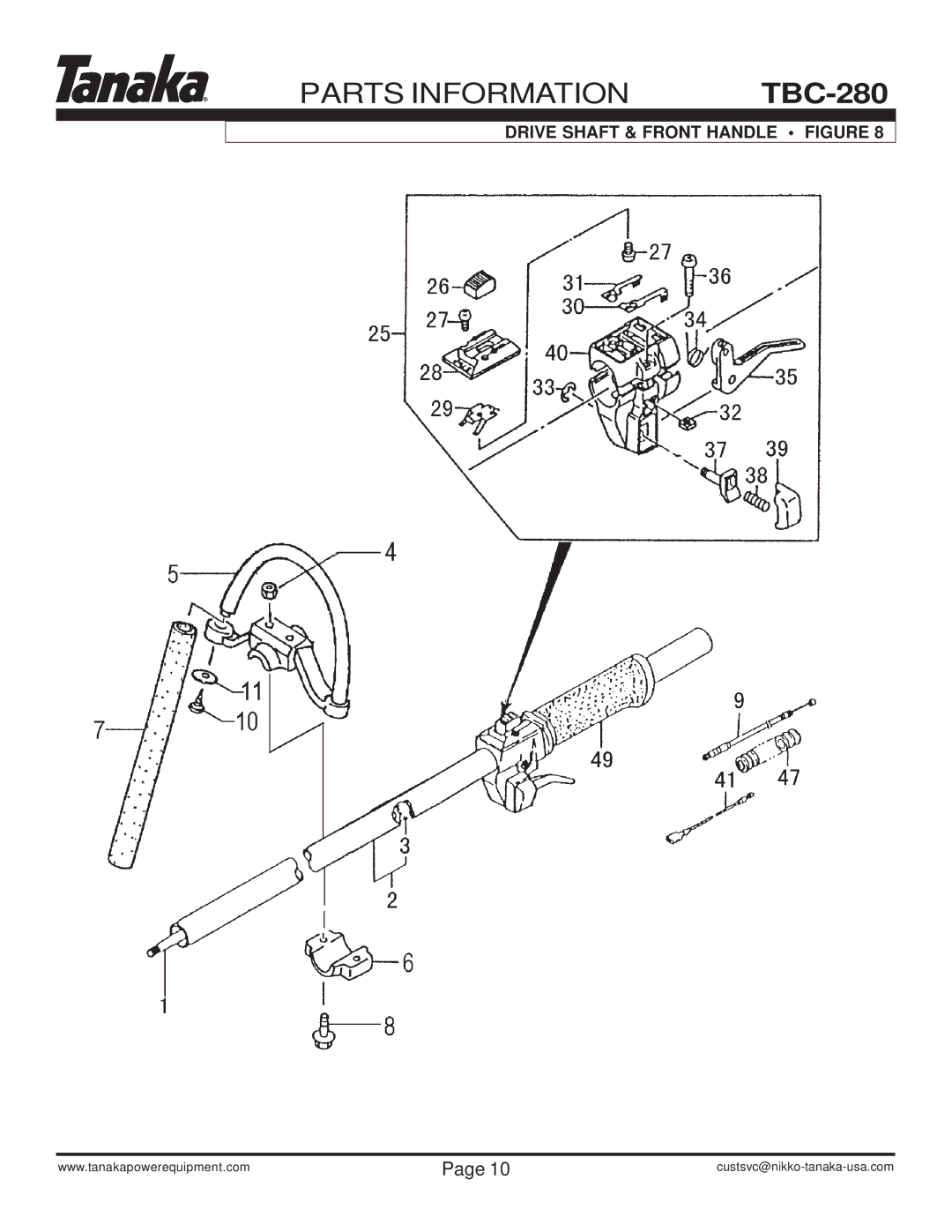 Tanaka TBC-280 manual Drive Shaft & Front Handle Figure 