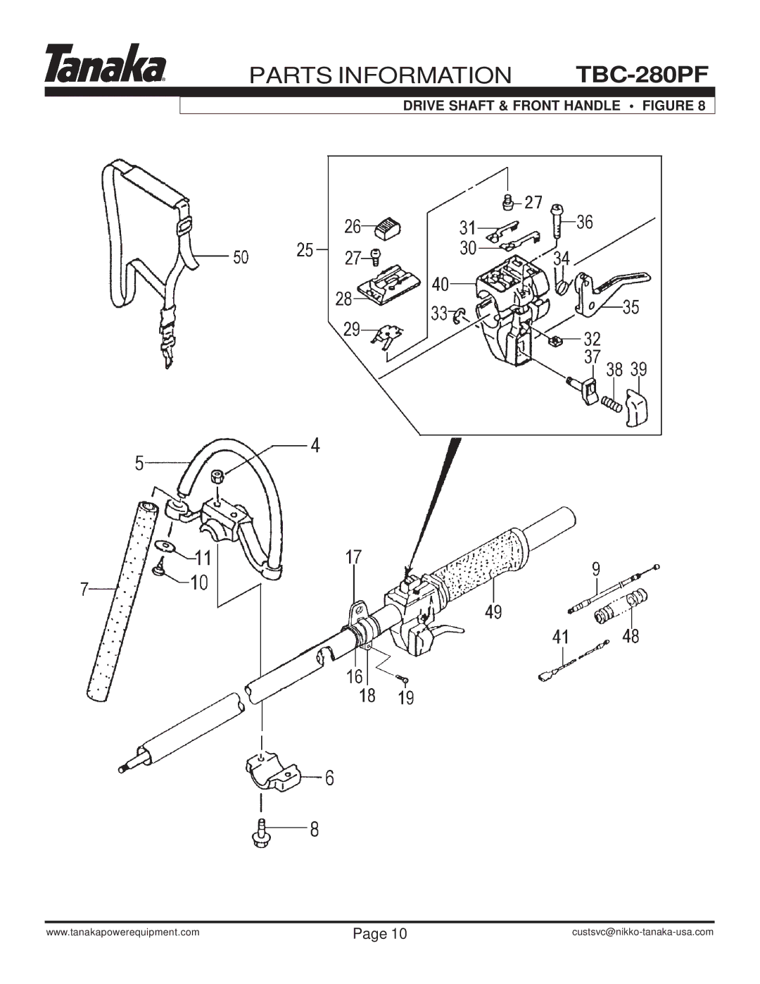 Tanaka TBC-280PF manual Drive Shaft & Front Handle Figure 