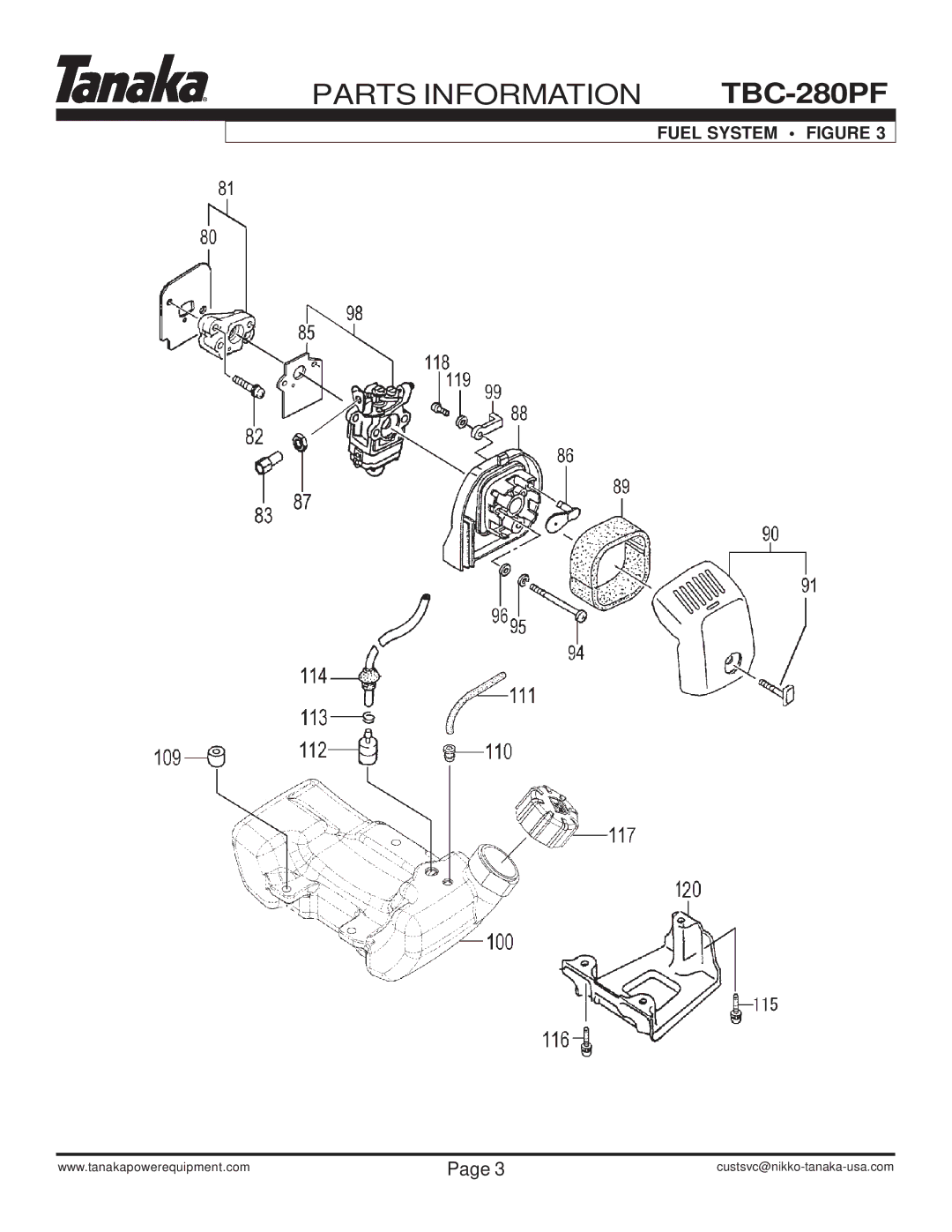 Tanaka TBC-280PF manual Fuel System Figure 