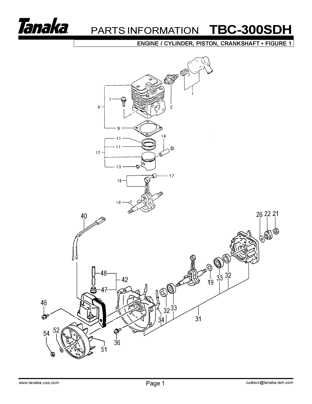 Tanaka manual Parts Information TBC-300SDH 