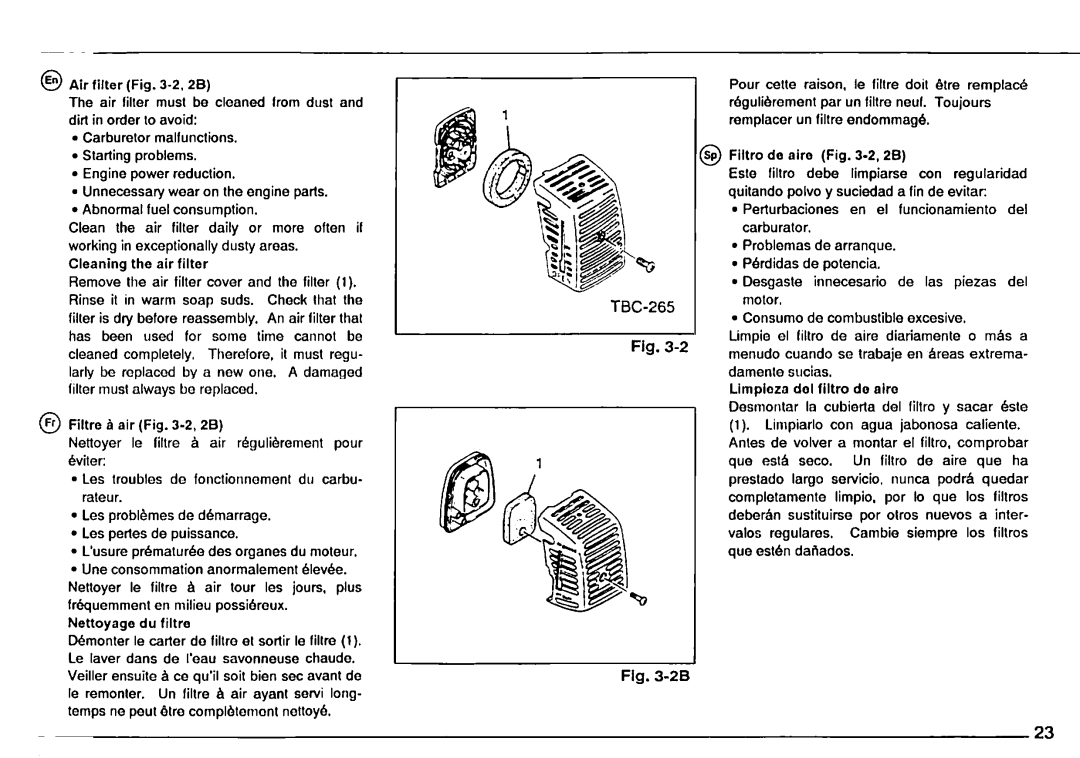 Tanaka TBC-DH, TBC-3010, TBC-300, TBC-SDH, TBC-265, TBC-220 manual 