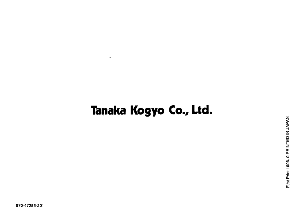 Tanaka TBC-3010, TBC-300, TBC-SDH, TBC-DH, TBC-265, TBC-220 manual 