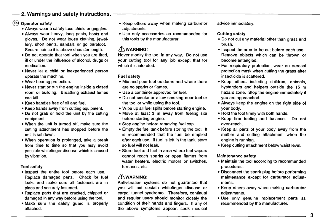 Tanaka TBC-300, TBC-3010, TBC-SDH, TBC-DH, TBC-265, TBC-220 manual 