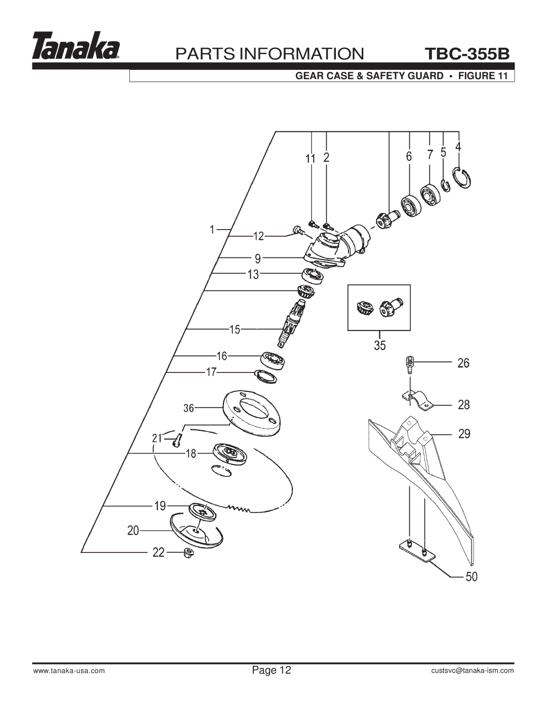 Tanaka TBC-355B manual Gear Case & Safety Guard Figure 