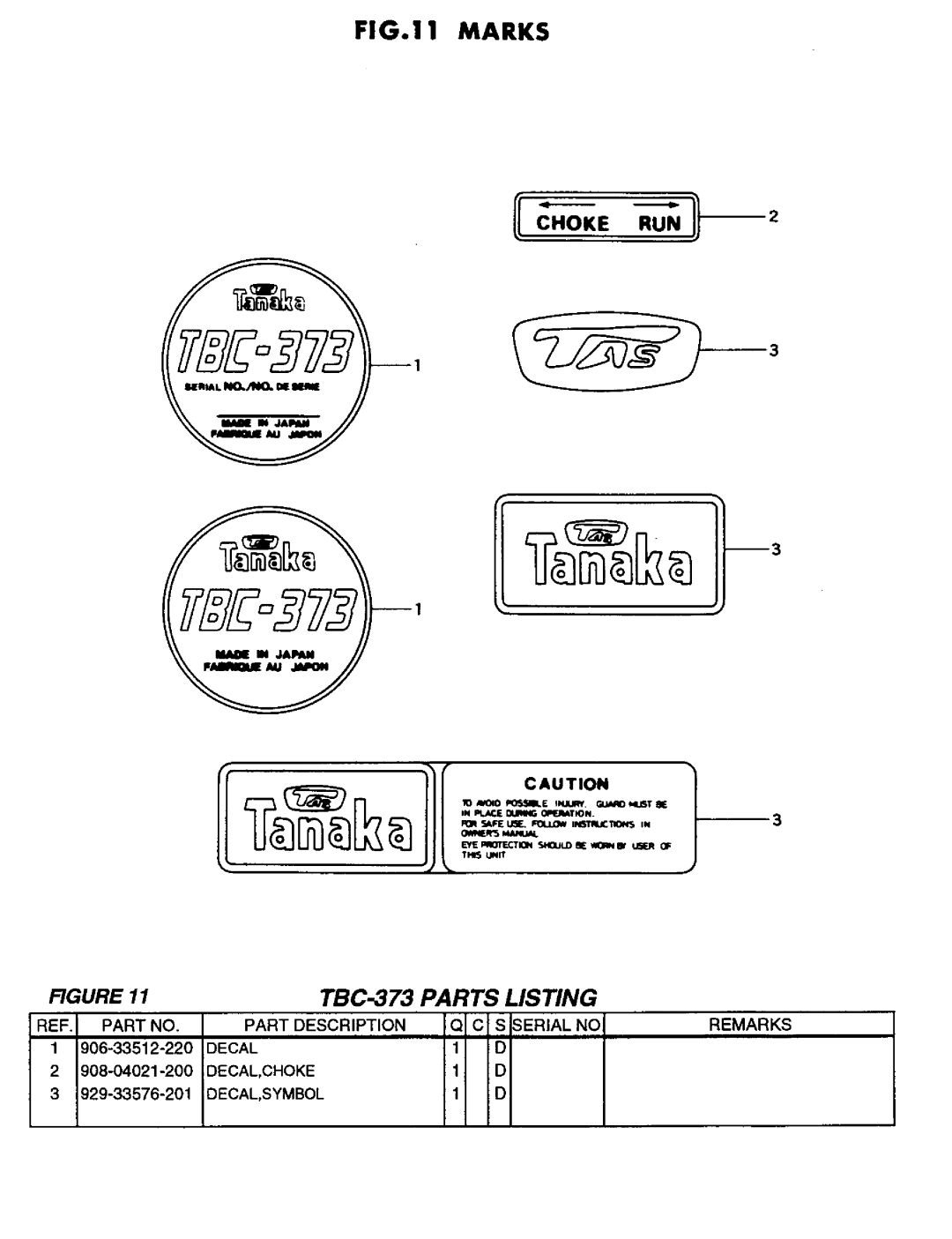 Tanaka TBC-373 manual 