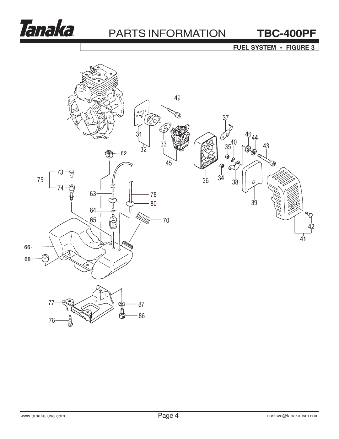 Tanaka TBC-400PF manual Fuel System Figure 