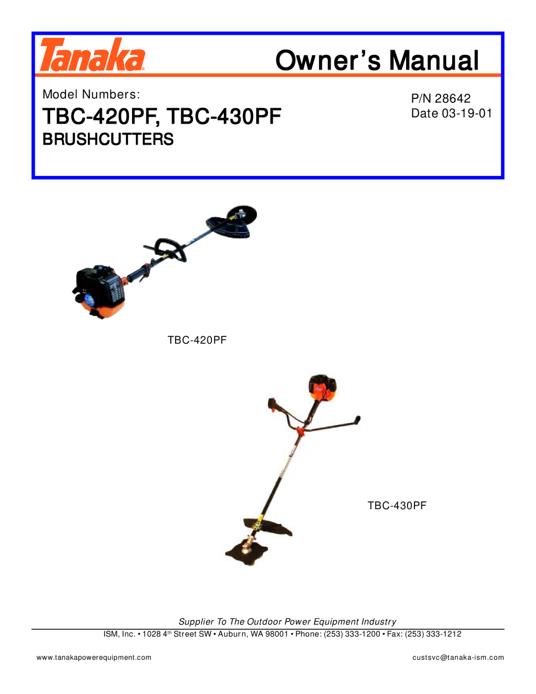 Tanaka TBC-430PF, TBC-420PF manual TBC-420PF, TBC-430PF, TBC-420PF TBC-430PF 