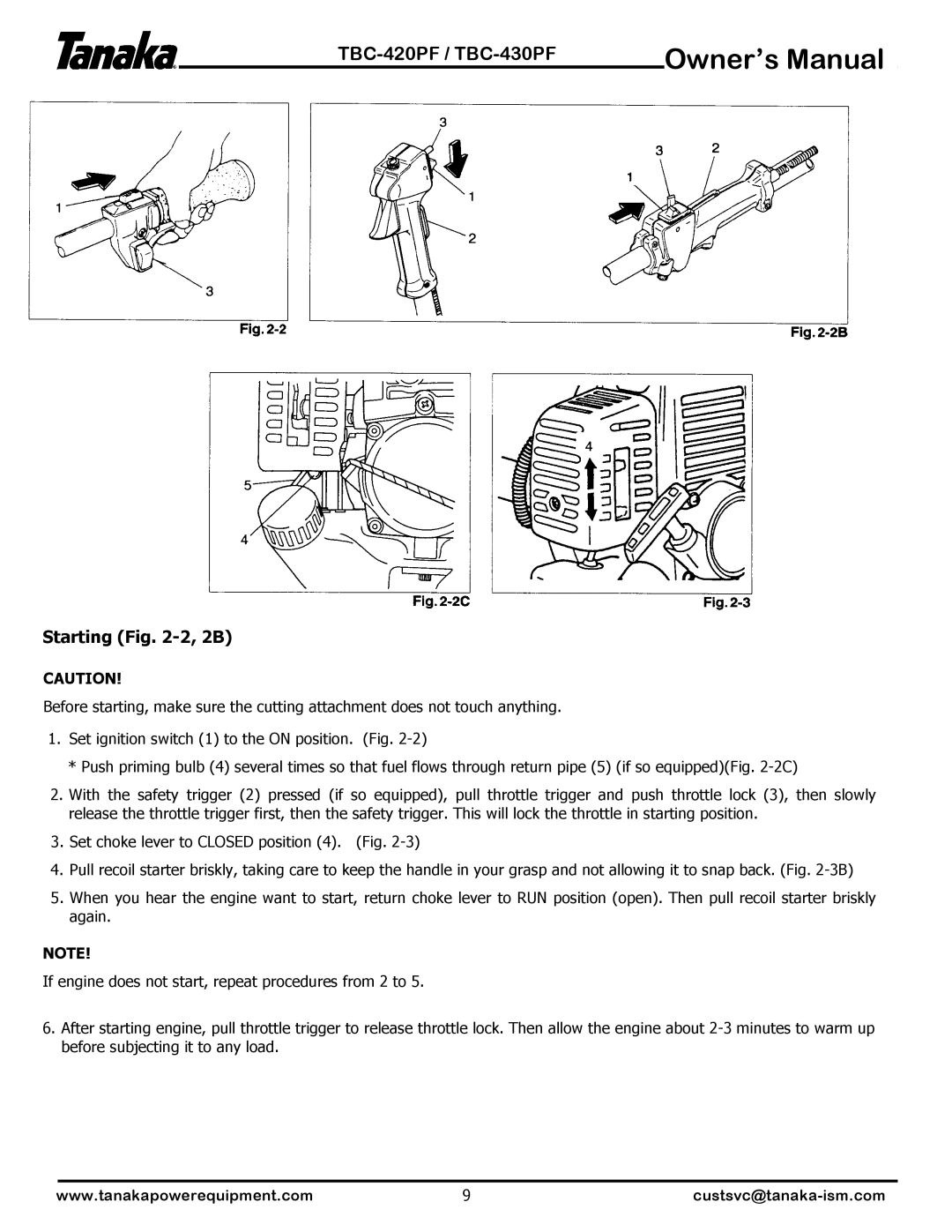 Tanaka TBC-420PF manual 6WDUWLQJ#+LJ1#505/#5%,#, DJDLQ1, #HQJLQH#GRHV#QRW#VWDUW/#UHSHDW#SURFHGXUHV#IURP#5#WR#81 