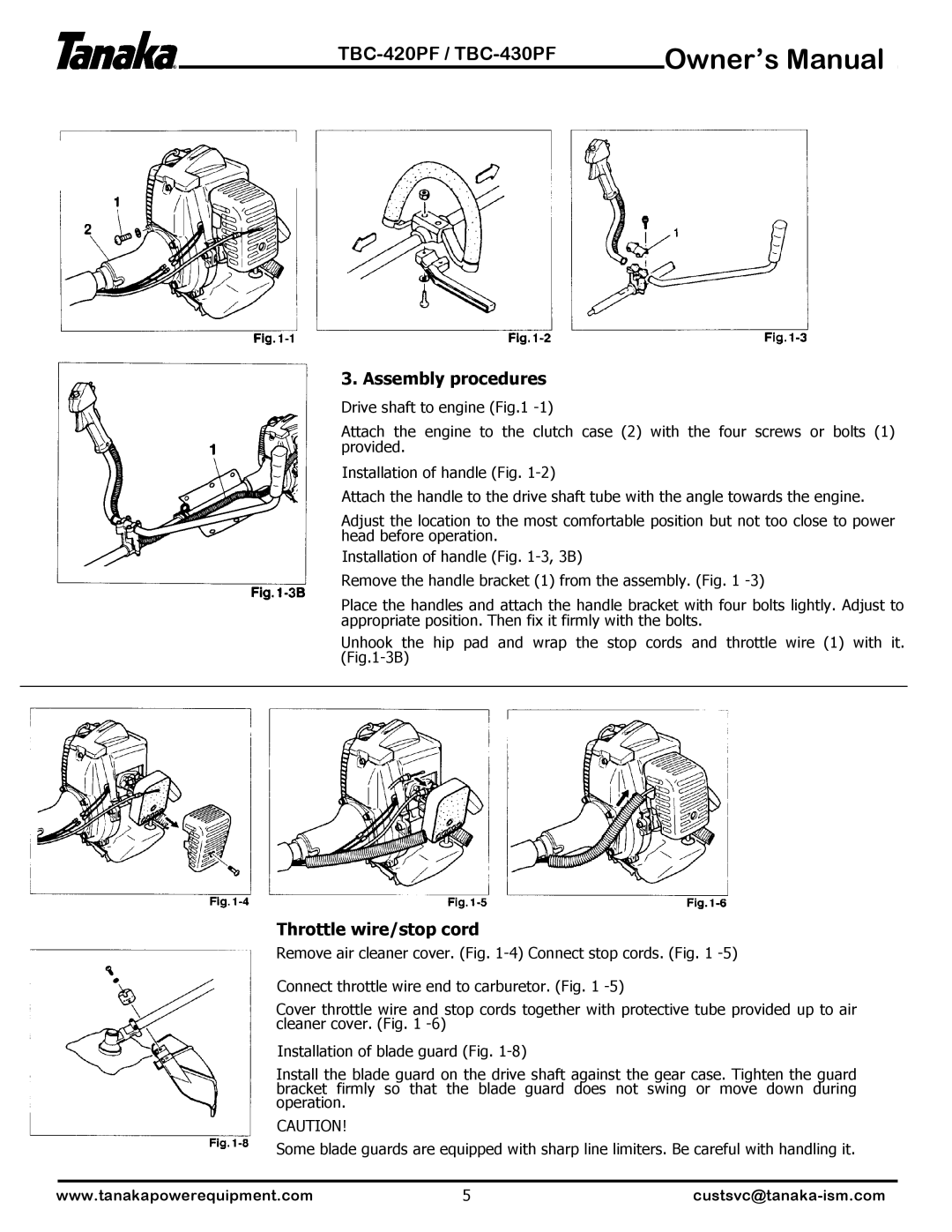 Tanaka TBC-430PF, TBC-420PF manual 61#$VVHPEO\#SURFHGXUHV#, 7KURWWOH#ZLUH2VWRS#FRUG#, ULYH#VKDIW#WR#HQJLQH#+LJ14#04,# 