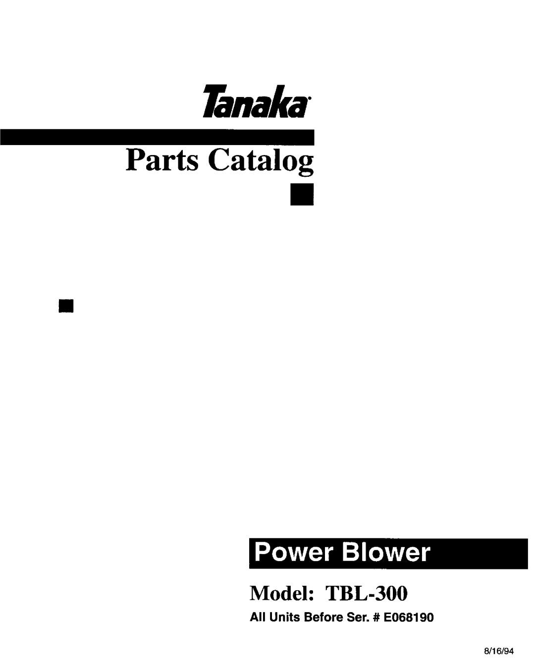 Tanaka TBL-300 manual 