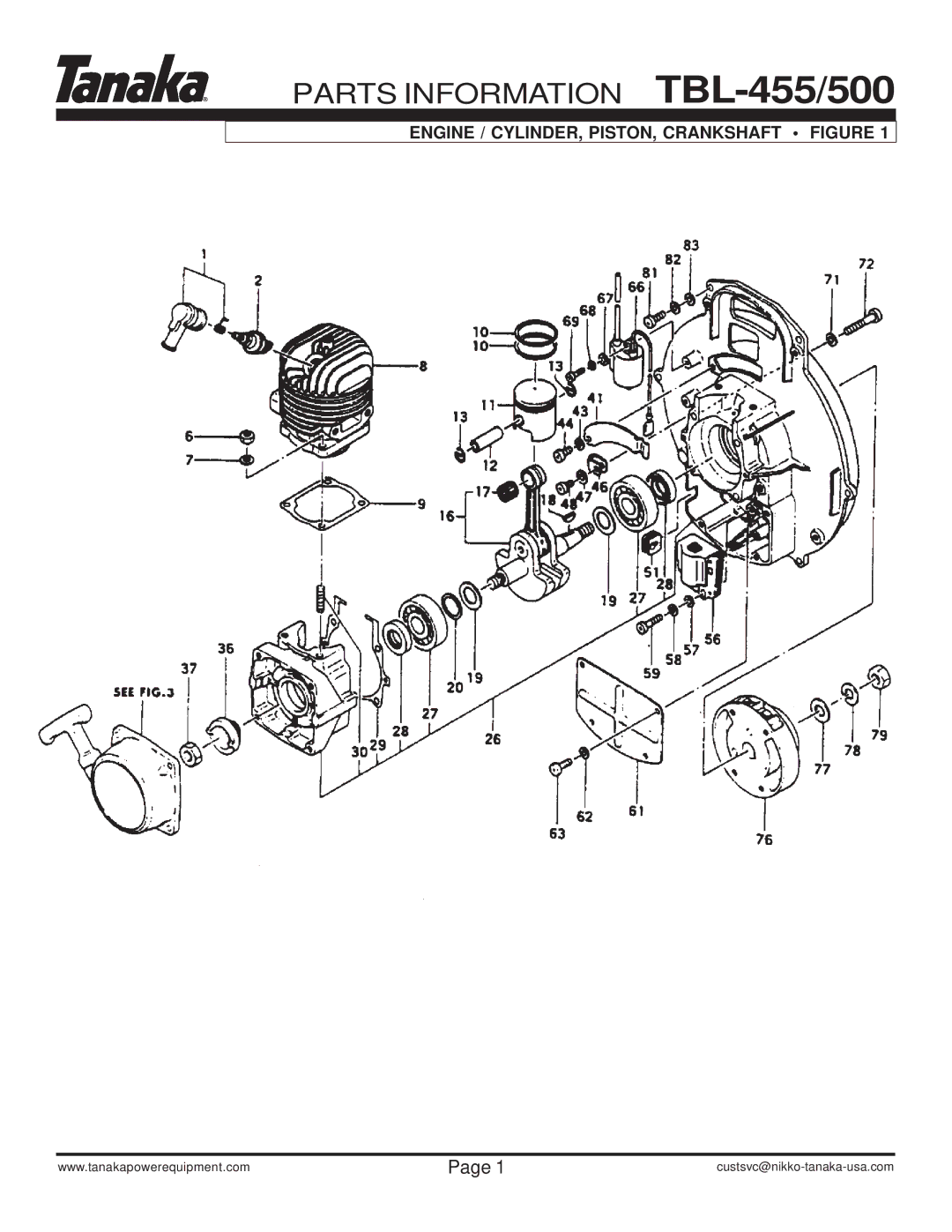 Tanaka manual Parts Information TBL-455/500 