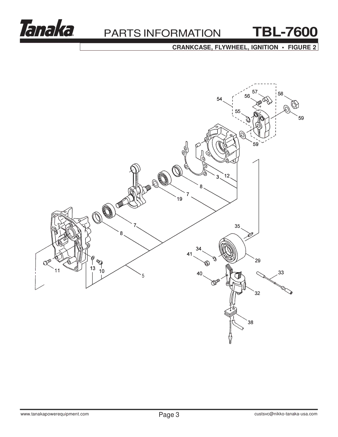 Tanaka TBL-7600/R manual CRANKCASE, FLYWHEEL, Ignition Figure 