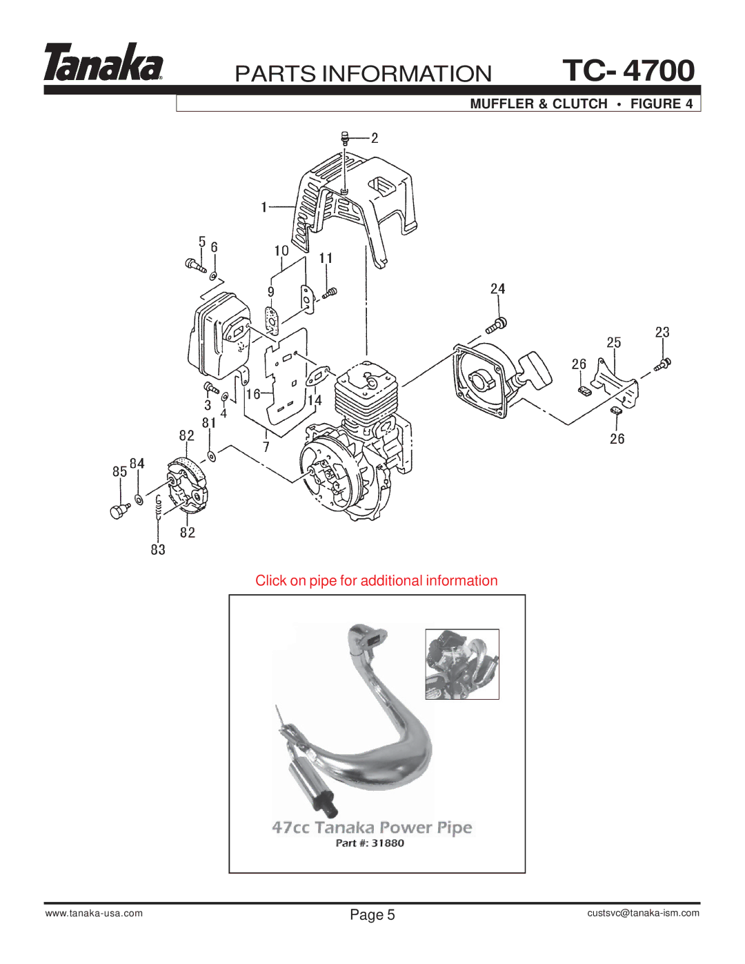 Tanaka TC-4700 manual Muffler & Clutch Figure 