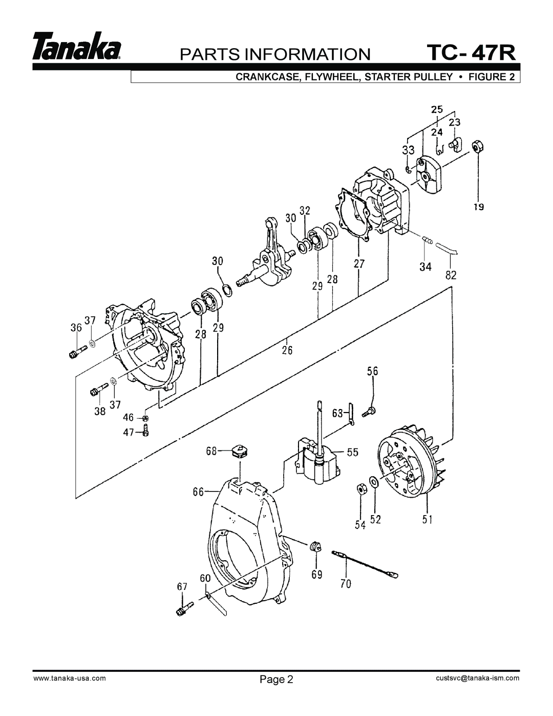 Tanaka TC-47R manual CRANKCASE, FLYWHEEL, Starter Pulley Figure 