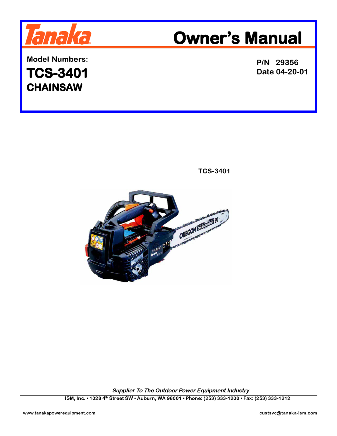 Tanaka TCS-3401 manual 