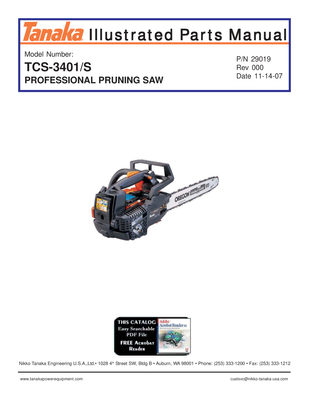 Tanaka TCS-3401/S manual Illustrated Parts Manual 