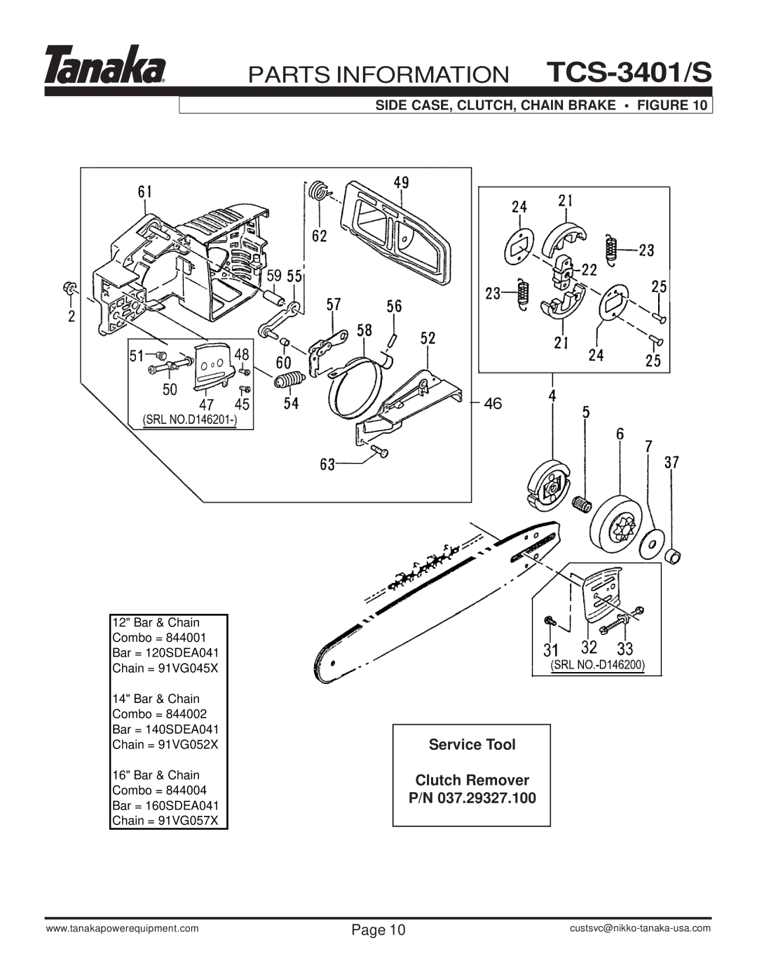 Tanaka TCS-3401/S manual Side CASE, CLUTCH, Chain Brake Figure 