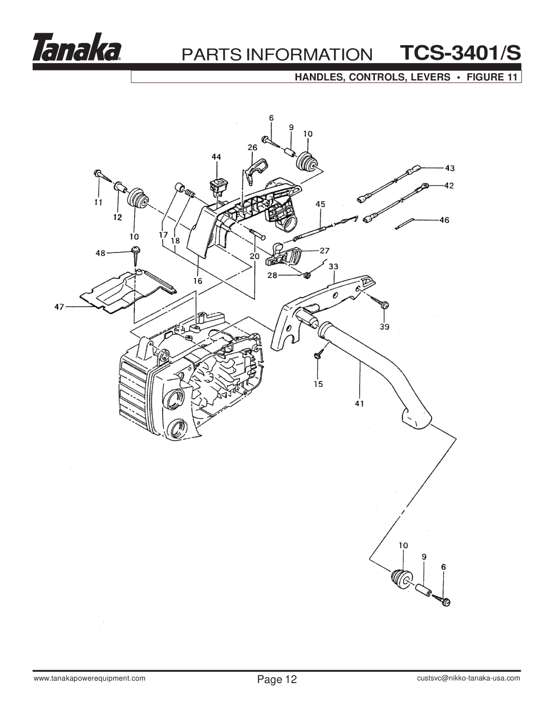 Tanaka TCS-3401/S manual HANDLES, CONTROLS, Levers Figure 