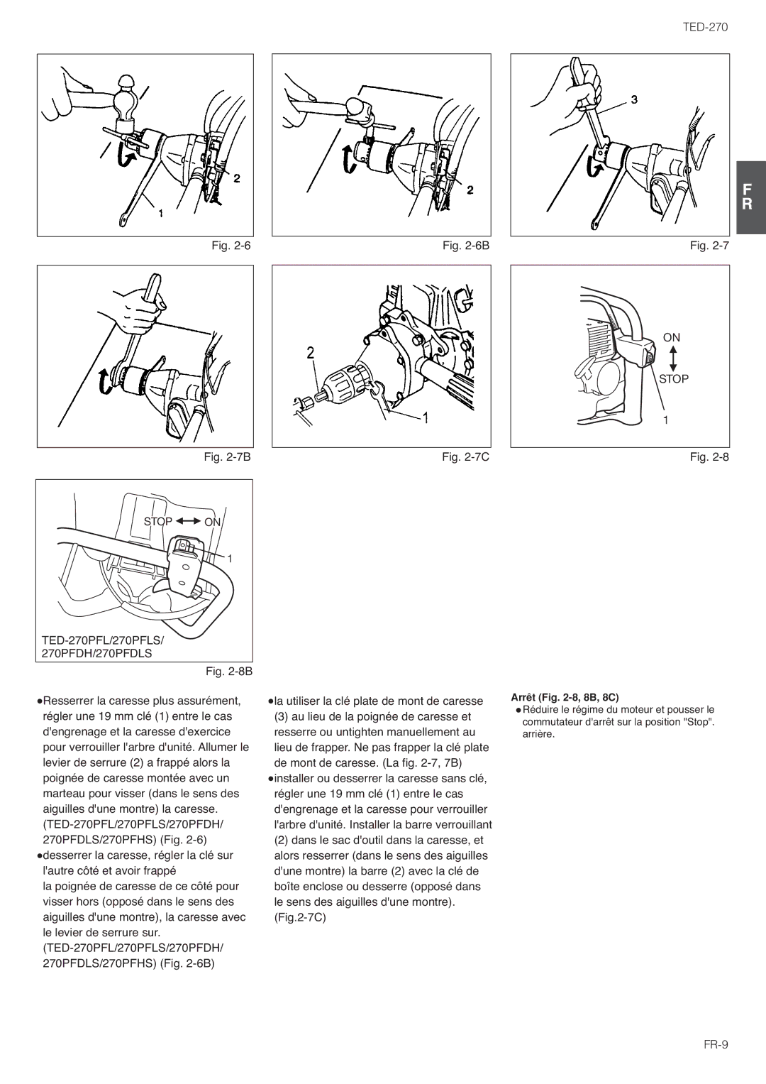 Tanaka TED-270PFDLS, TED-270PFR/PFRS, TED-270PFL/PFLS owner manual Arrêt -8, 8B, 8C 