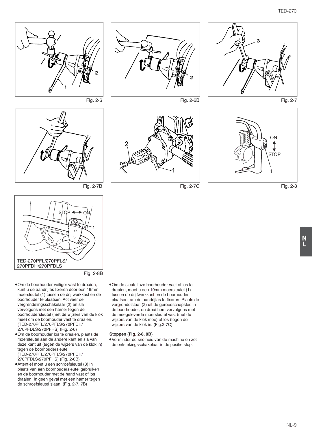 Tanaka TED-270PFDLS, TED-270PFR/PFRS, TED-270PFL/PFLS owner manual Stoppen -8, 8B 