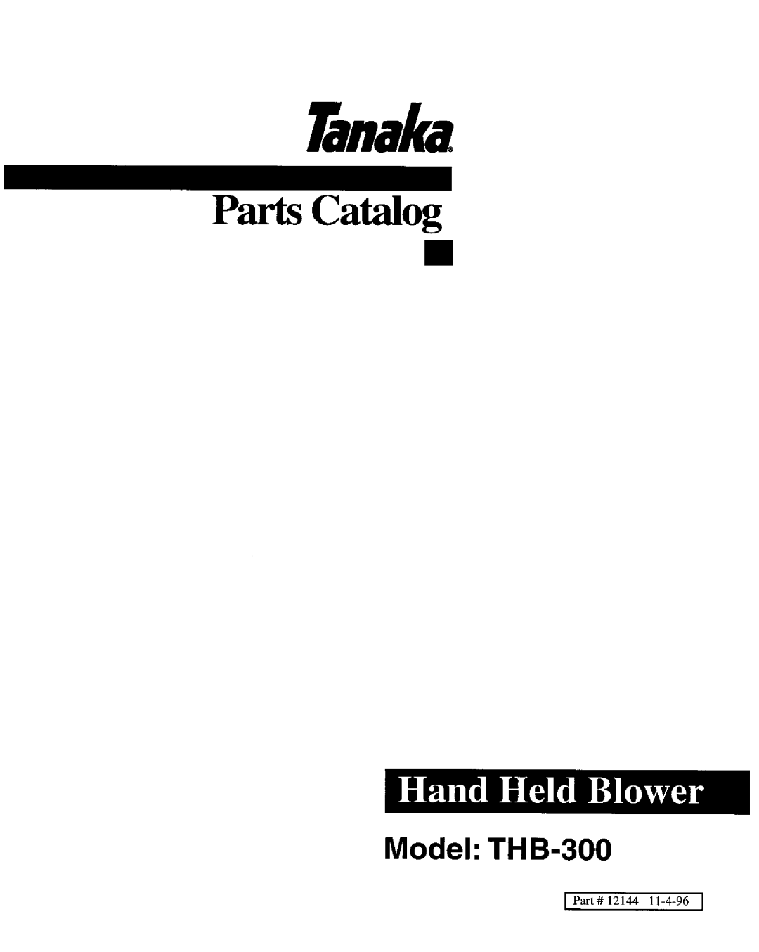 Tanaka THB-300 manual 