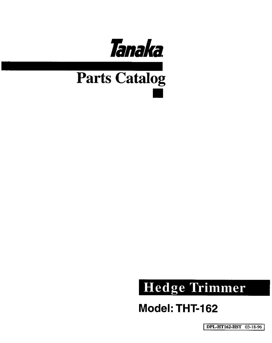 Tanaka THT-162 manual 