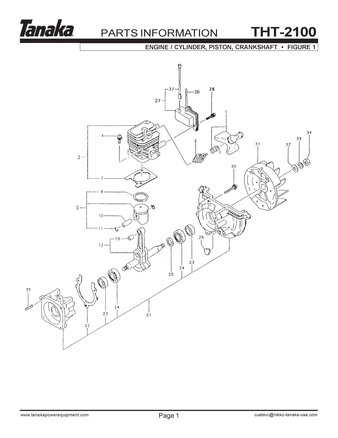 Tanaka THT-210 manual Engine / CYLINDER, PISTON, Crankshaft Figure 