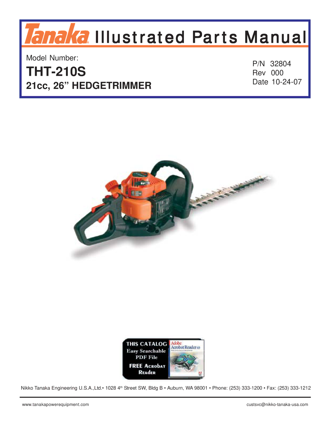 Tanaka THT-210S manual Illustrated Parts Manual 