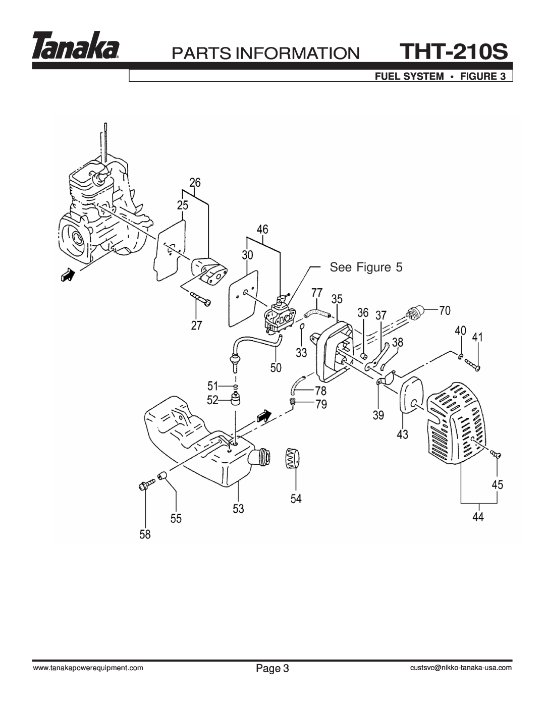 Tanaka manual See Figure, Fuel System • Figure, PARTS INFORMATION THT-210S, Page, custsvc@nikko-tanaka-usa.com 