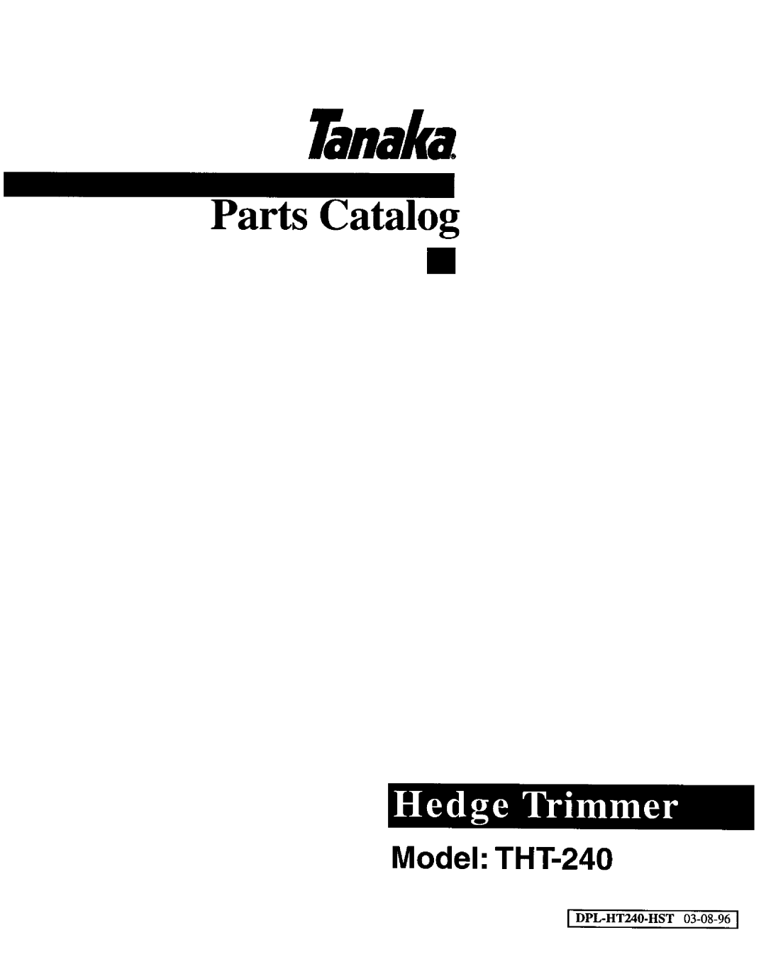 Tanaka THT-240 manual 