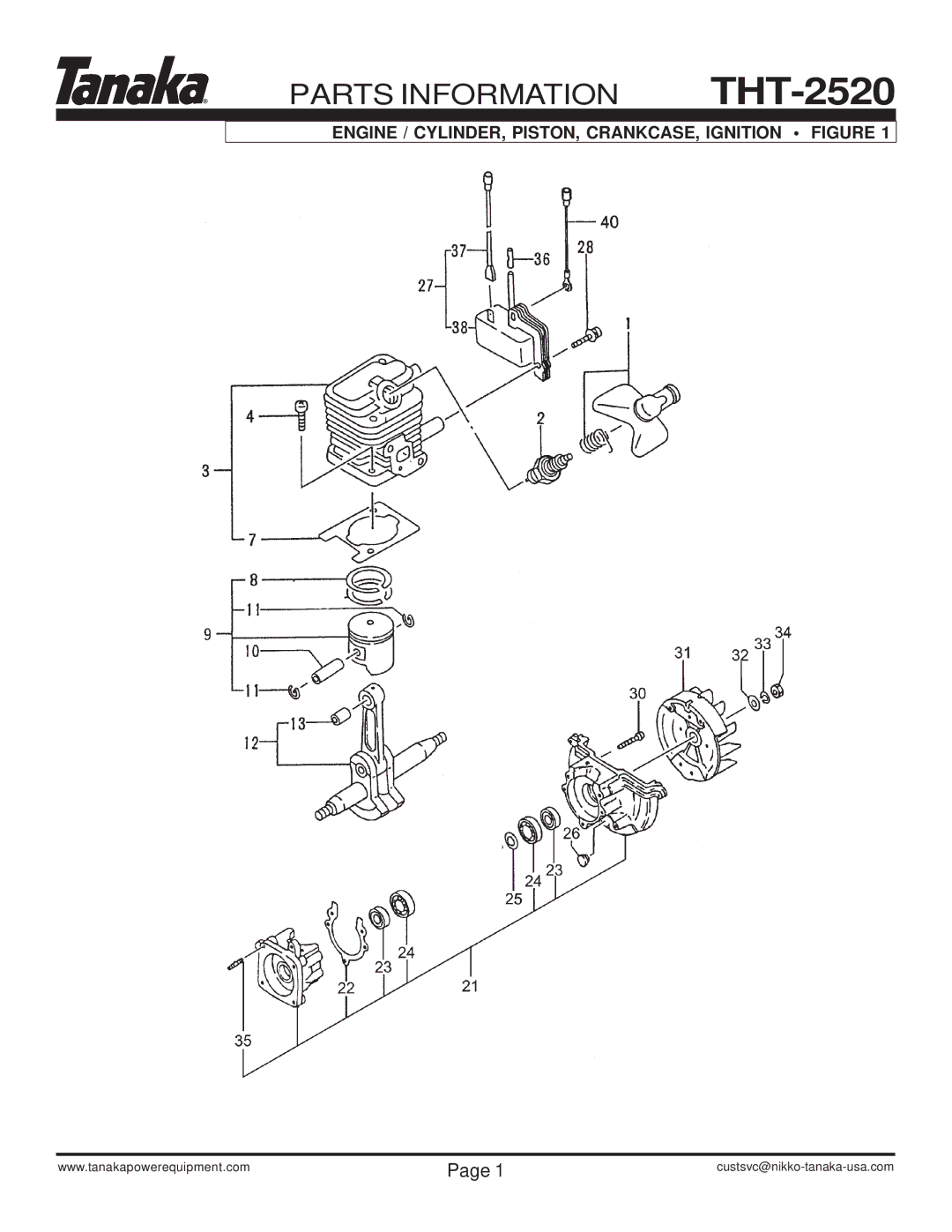 Tanaka THT-2520 manual Parts Information 