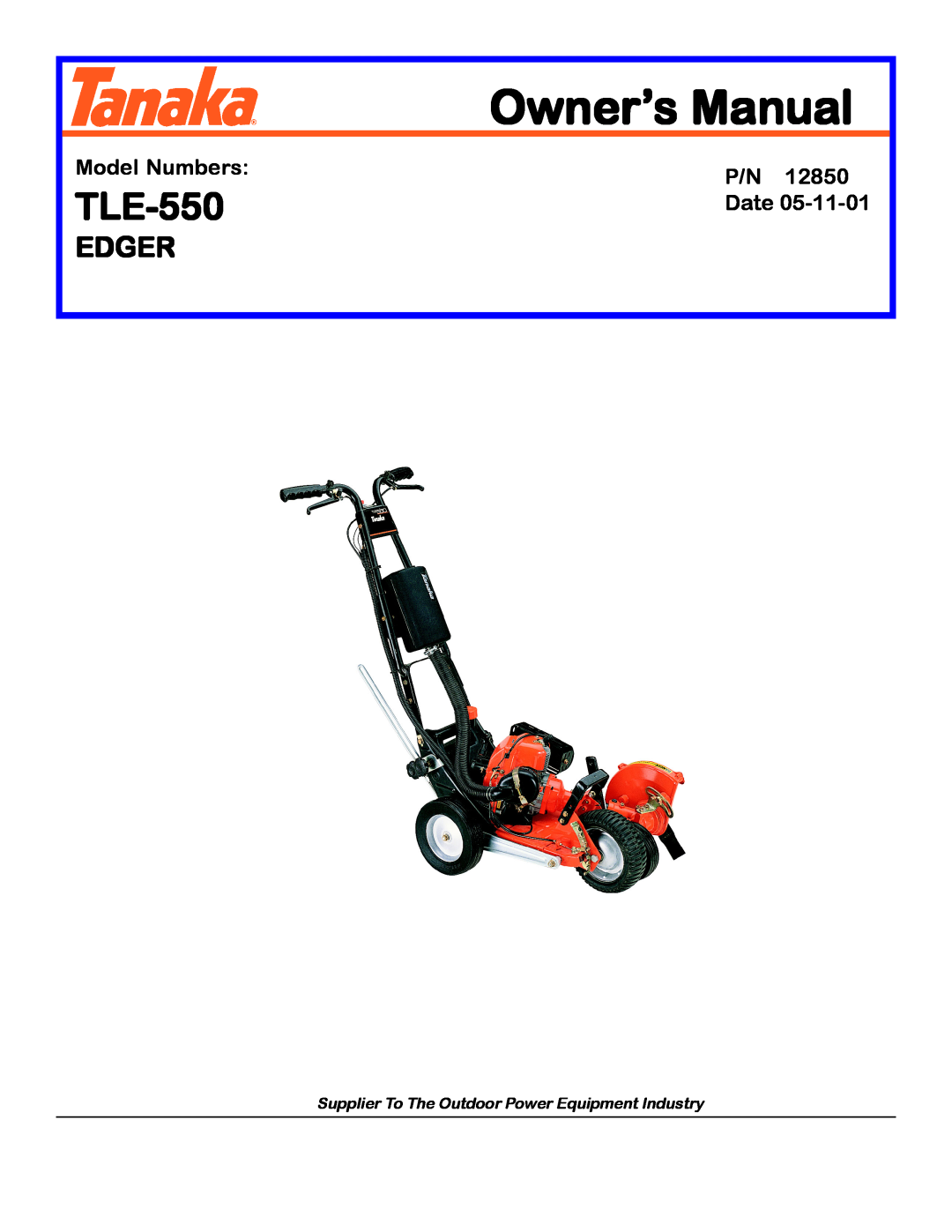 Tanaka TLE-550 manual Edger, Model Numbers, Date, Supplier To The Outdoor Power Equipment Industry 