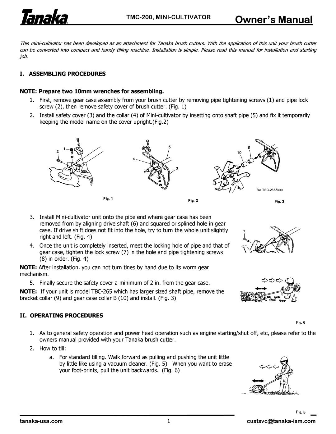 Tanaka TMC-200 manual Assembling Procedures, II. Operating Procedures 