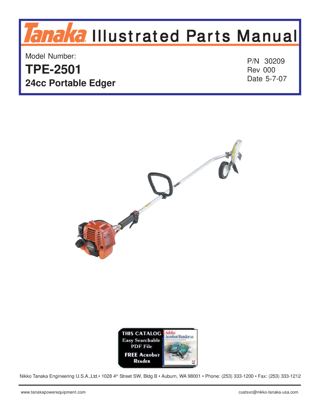 Tanaka TPE-2501 manual Illustrated Parts Manual 