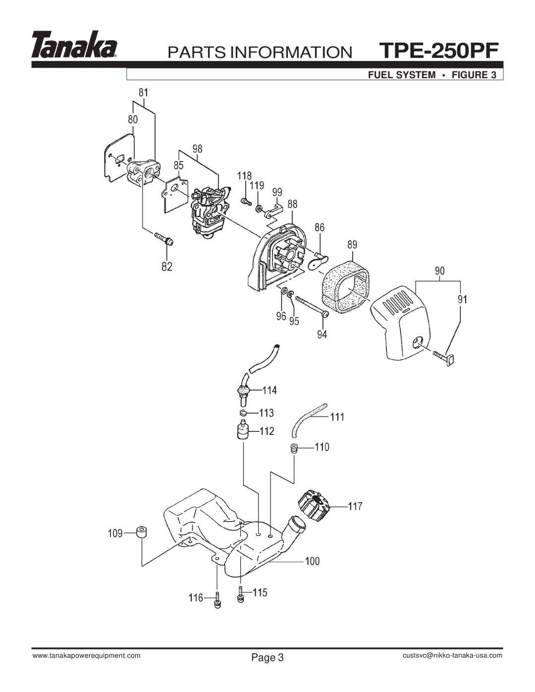 Tanaka TPE-250PF manual Fuel System Figure 